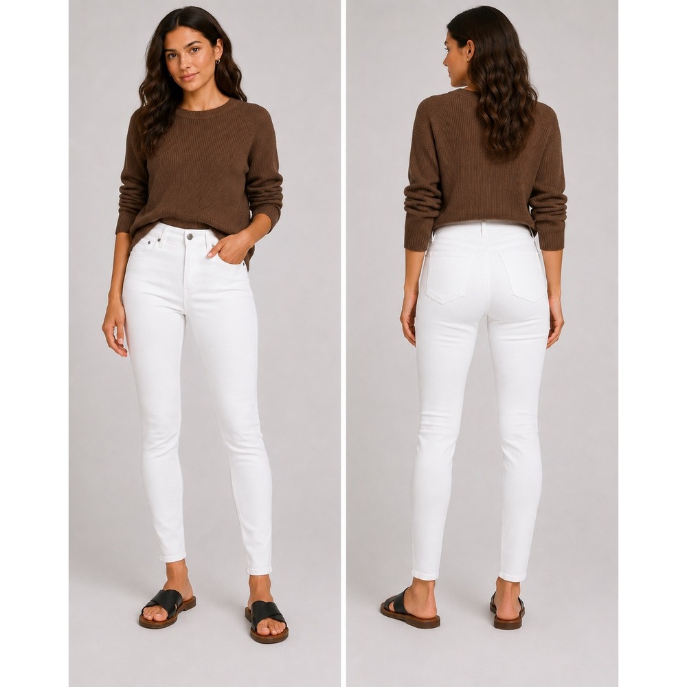 J.Crew 9" Toothpick‎ Skinny Jeans White Stretch Denim Women's Size 29